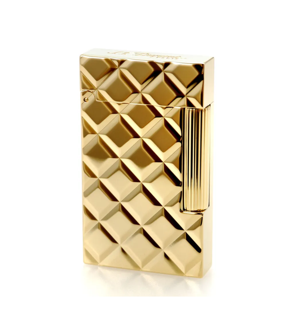 S T DUPONT BRIQUET LIGNE 2 FINBITION OR JAUNE