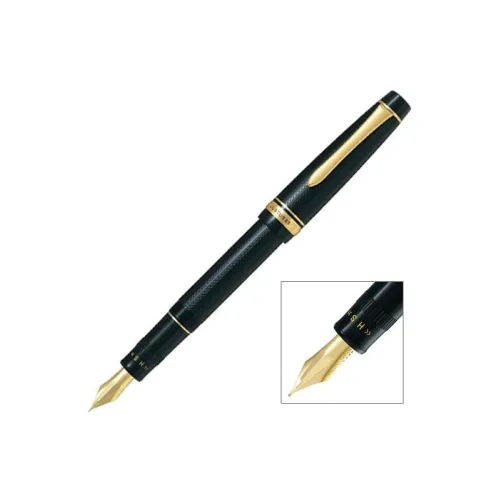 PILOT PLUME JUSTUS 95 noir et doré plume or 14 k moyenne