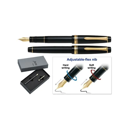 PILOT PLUME JUSTUS 95 noir et doré plume or 14 k moyenne