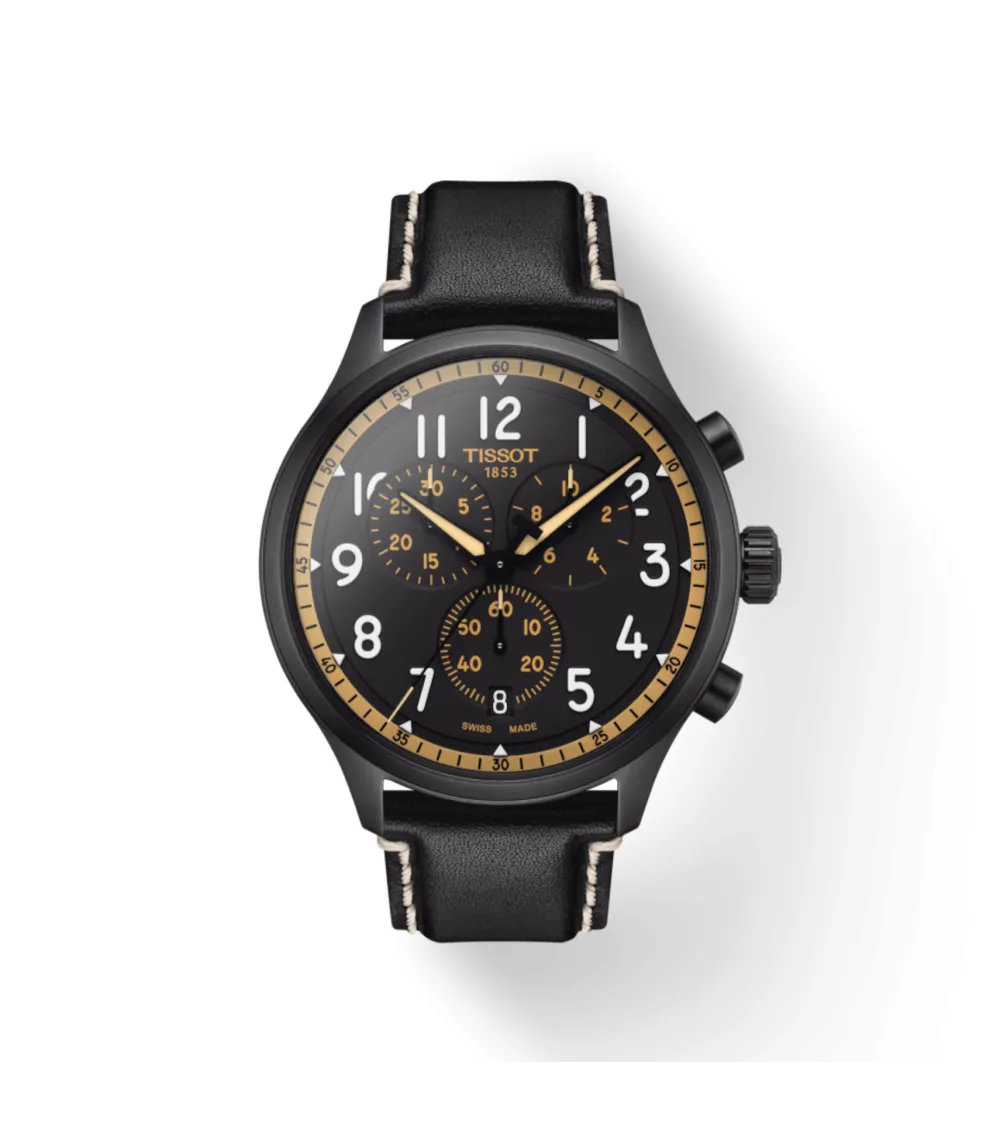 TISSOT CHRONO XL VINTAGE BRACELET CUIR SURPIQUÉ