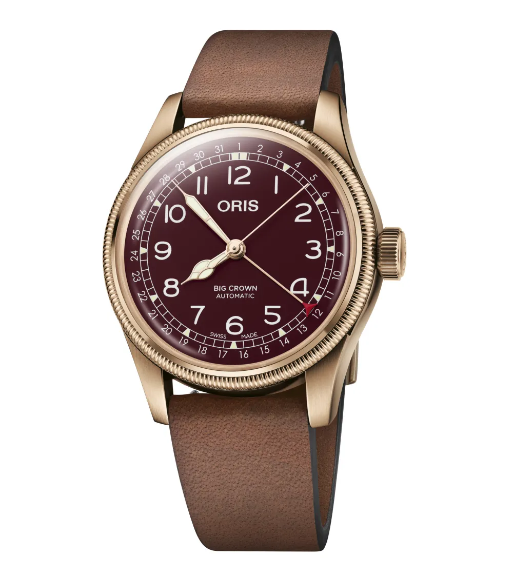 ORIS BIG CROWN POINTER DATE BRONZE CADRAN ROUGE