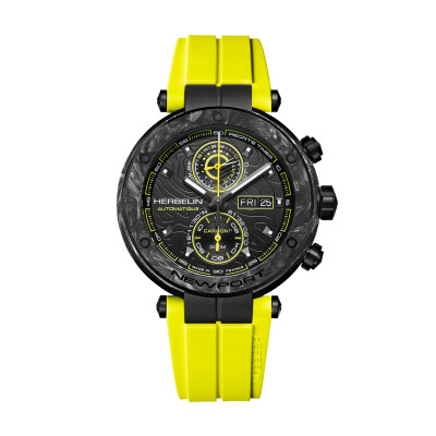 Photo montrant l'intégralité de la montre Montre Herbelin Newport – Carbone Titane Chronographe – Jaune