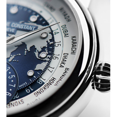 Vue en gros plan de la Montre Frédérique Constant Manufacture Classic Worldtimer 42 mm
