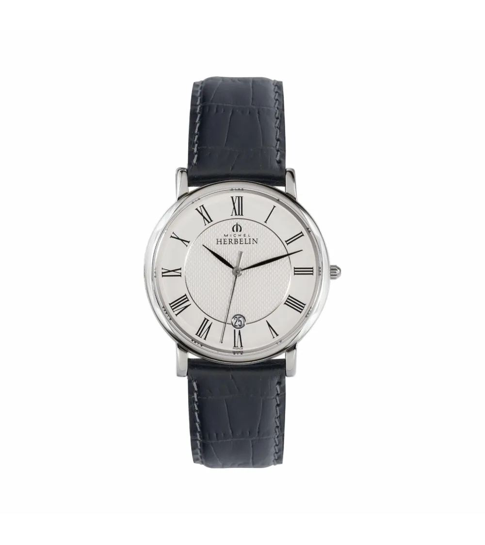 Photo montrant l'intégralité de la montre Montre Herbelin Classique – Quartz – Acier & Cuir Noir
