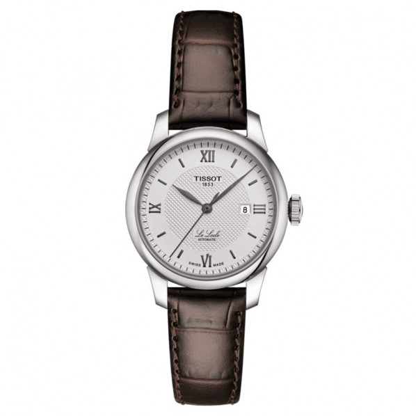 Tissot T-Classic Le Locle Automatic Lady cadran argent bracelet cuir brun 29 mm