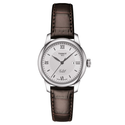Tissot T-Classic Le Locle Automatic Lady cadran argent bracelet cuir brun 29 mm
