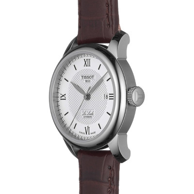 Tissot T-Classic Le Locle Automatic Lady cadran argent bracelet cuir brun 29 mm