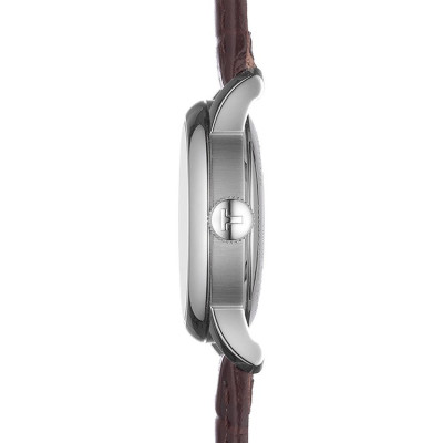 Tissot T-Classic Le Locle Automatic Lady cadran argent bracelet cuir brun 29 mm