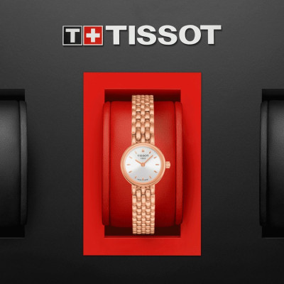 Tissot T-Lady Lovely quartz cadran argent bracelet acier PVD or rose 19,5 mm