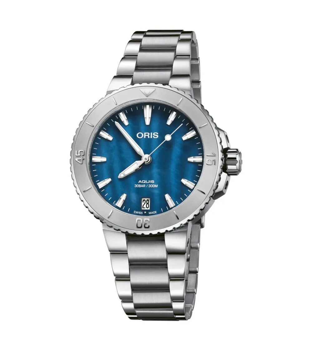 ORIS AQUIS DATE DAME 36.5MM FOND BLEU ÉGÉEN