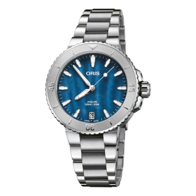 ORIS AQUIS DATE DAME 36.5MM FOND BLEU ÉGÉEN