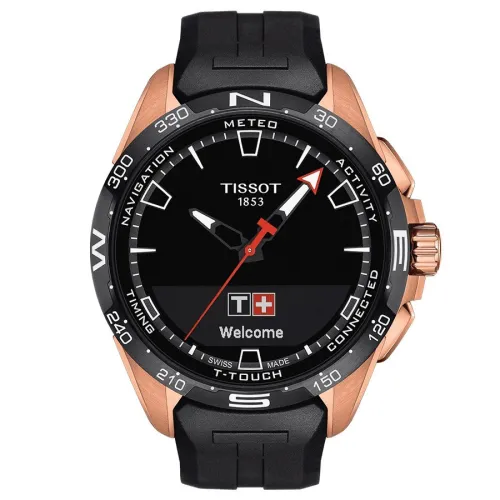 TISSOT T-TOUCH CONNECT SOLAR TITANE pvd or rose bracelet caoutchouc noir 47,5 mm
