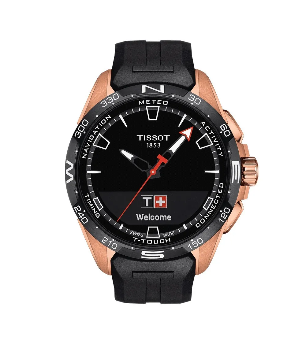 TISSOT T-TOUCH CONNECT SOLAR TITANE pvd or rose bracelet caoutchouc noir 47,5 mm
