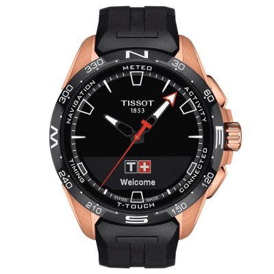 TISSOT T-TOUCH CONNECT SOLAR TITANE pvd or rose bracelet caoutchouc noir 47,5 mm