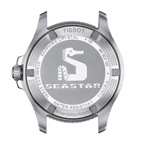 TISSOT SEASTAR 1000 quartz index diamants cadran nacre blanche bracelet caoutchouc blanc 36 mm