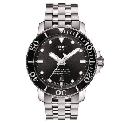 TISSOT T-SPORT SEASTAR 1000 Powermatic 80 cadran noir bracelet acier 43 mm