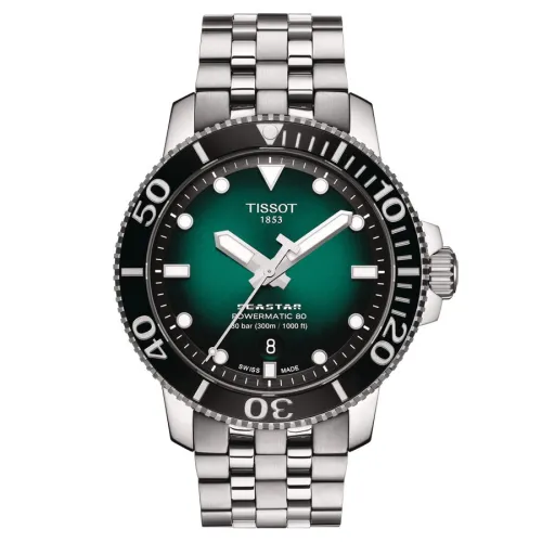 TISSOT T-SPORT SEASTAR 1000 Powermatic 80 cadran vert bracelet acier 43 mm