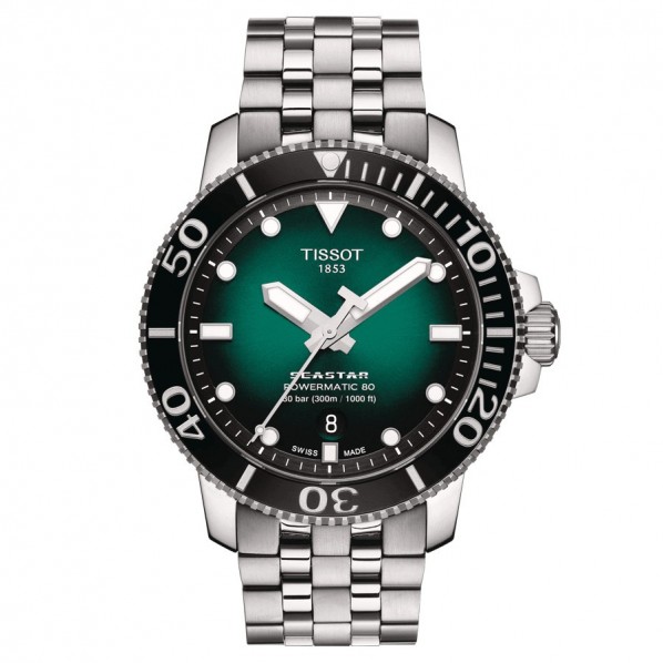 TISSOT T-SPORT SEASTAR 1000 Powermatic 80 cadran vert bracelet acier 43 mm