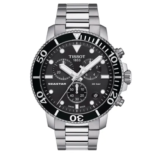 TISSOT SEASTAR 1000 CHRONOGRAPHE quartz cadran bleu bracelet acier 45 mm quartz cadran noir bracelet acier 45,5 mm