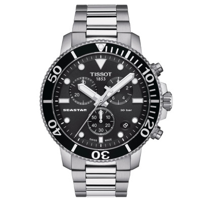 TISSOT SEASTAR 1000 CHRONOGRAPHE quartz cadran bleu bracelet acier 45 mm quartz cadran noir bracelet acier 45,5 mm