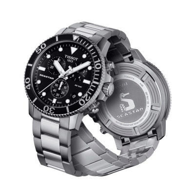 TISSOT SEASTAR 1000 CHRONOGRAPHE quartz cadran bleu bracelet acier 45 mm quartz cadran noir bracelet acier 45,5 mm