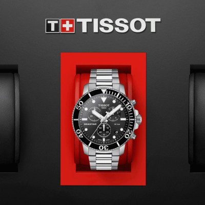 TISSOT SEASTAR 1000 CHRONOGRAPHE quartz cadran bleu bracelet acier 45 mm quartz cadran noir bracelet acier 45,5 mm
