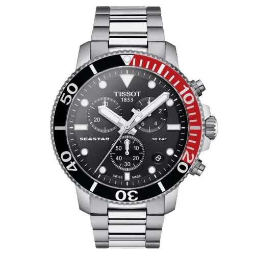 TISSOT SEASTAR 1000 CHRONOGRAPHE quartz cadran bleu bracelet acier 45 mm quartz cadran noir bracelet acier 45,5 mm