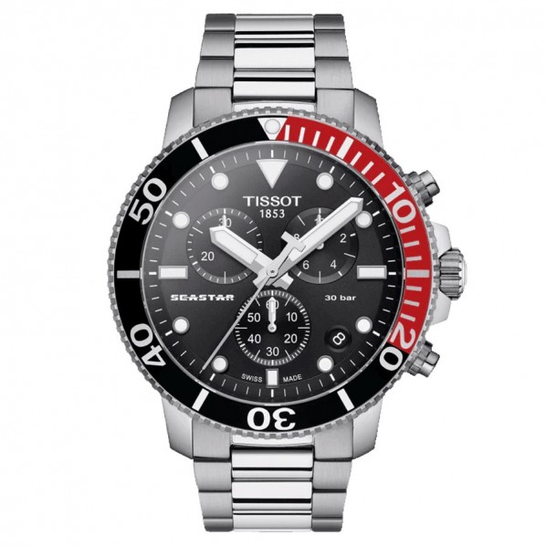 TISSOT SEASTAR 1000 CHRONOGRAPHE quartz cadran bleu bracelet acier 45 mm quartz cadran noir bracelet acier 45,5 mm