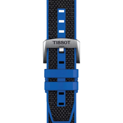 TISSOT SEASTAR  1000 Chronographe quartz lunette bleue et noire cadran noir bracelet synthétique noir et bleu 45,5 mm