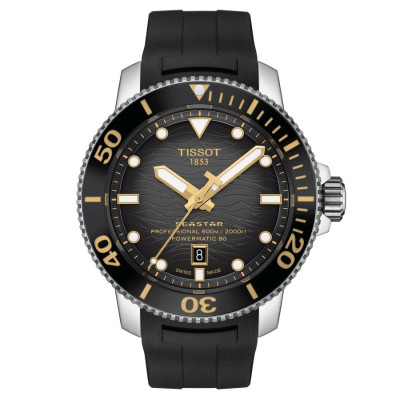 TISSOT SEASTAR  2000 Professional Powermatic 80 cadran noir bracelet caoutchouc noir 46 mm