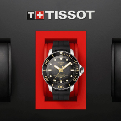 TISSOT SEASTAR  2000 Professional Powermatic 80 cadran noir bracelet caoutchouc noir 46 mm