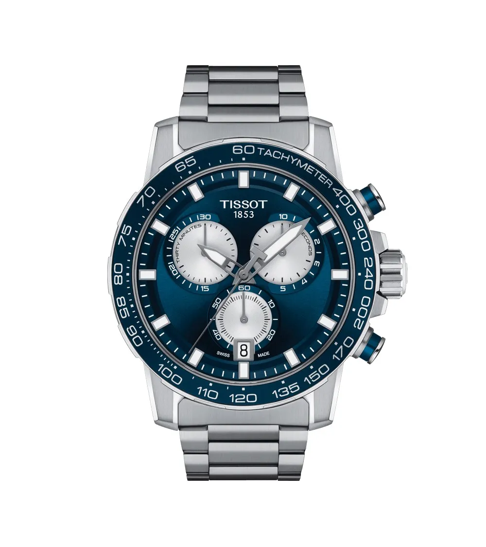 TISSOT SUPERSPORT CHRONO quartz cadran bleu bracelet acier 45,5 mm