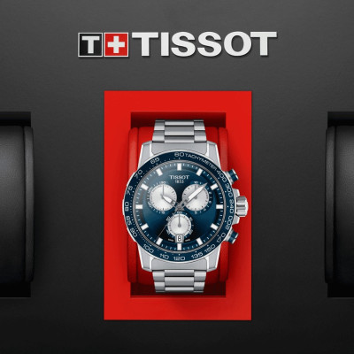 TISSOT SUPERSPORT CHRONO quartz cadran bleu bracelet acier 45,5 mm