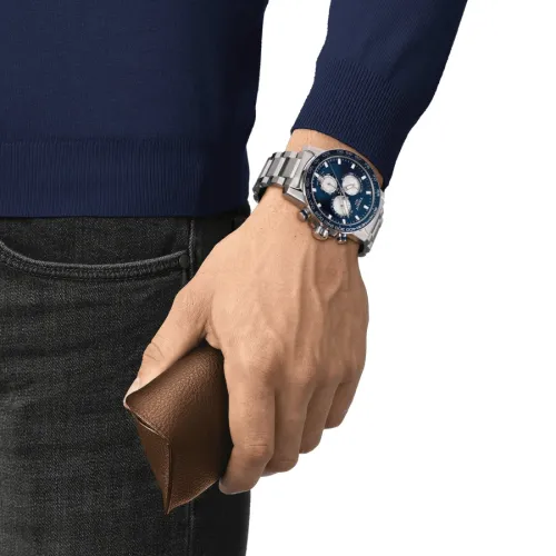 TISSOT SUPERSPORT CHRONO quartz cadran bleu bracelet acier 45,5 mm