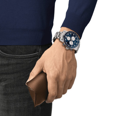 TISSOT SUPERSPORT CHRONO quartz cadran bleu bracelet acier 45,5 mm