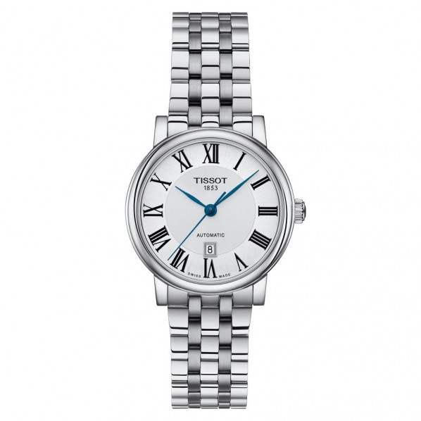 TISSOT T-CLASSIC CARSON LADY AUTOMATIQUE cadran argent bracelet acier 30 mM