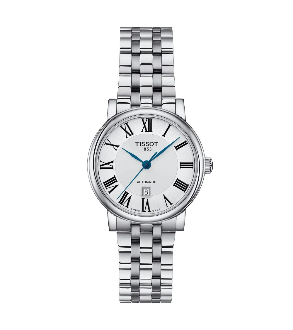 TISSOT T-CLASSIC CARSON LADY AUTOMATIQUE cadran argent bracelet acier 30 mM