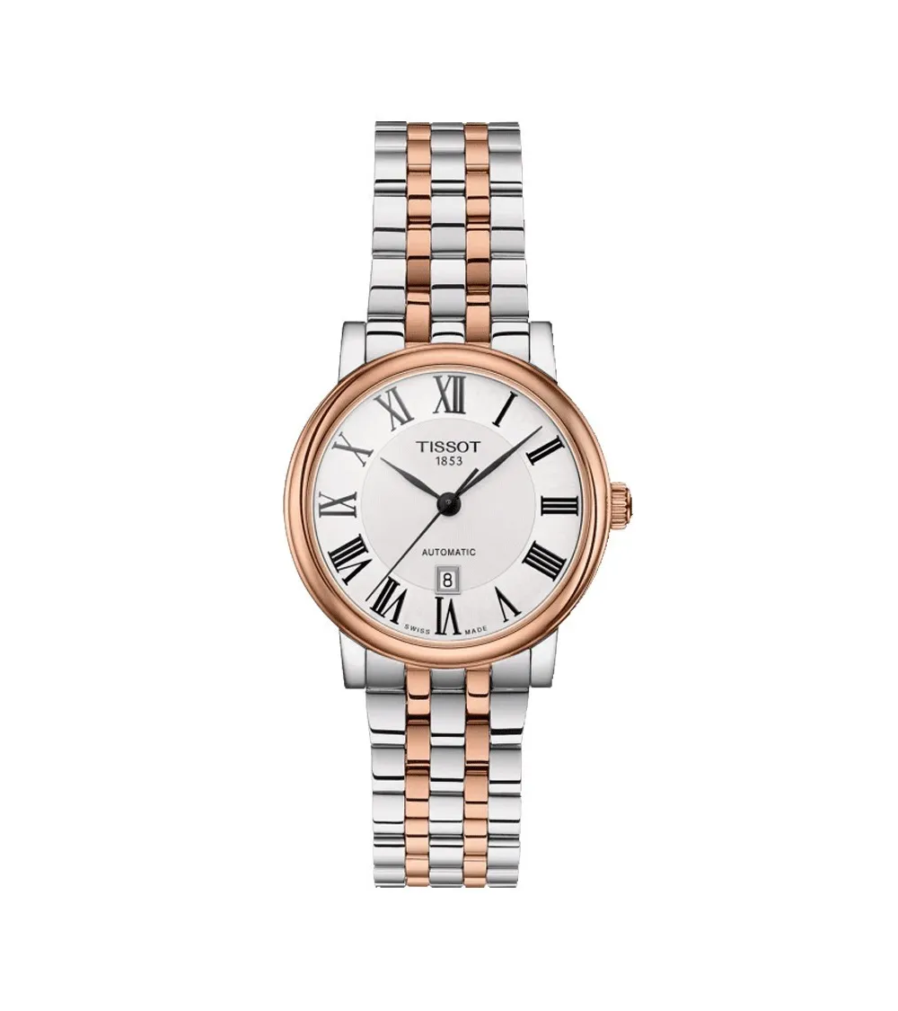 TISSOT CARSON PREMIUM AUTOMATIQUE LADY CADRAN ARGENTÉ BRACELET ACIER  BICOLORE  30 mm