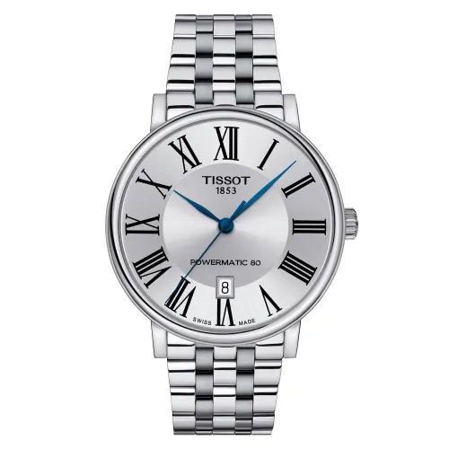TISSOT T-CLASSIC CARSON PREMIUM POWERMATIC 80 CADRAN ARGENTÉ BRACELET ACIER  40 MM