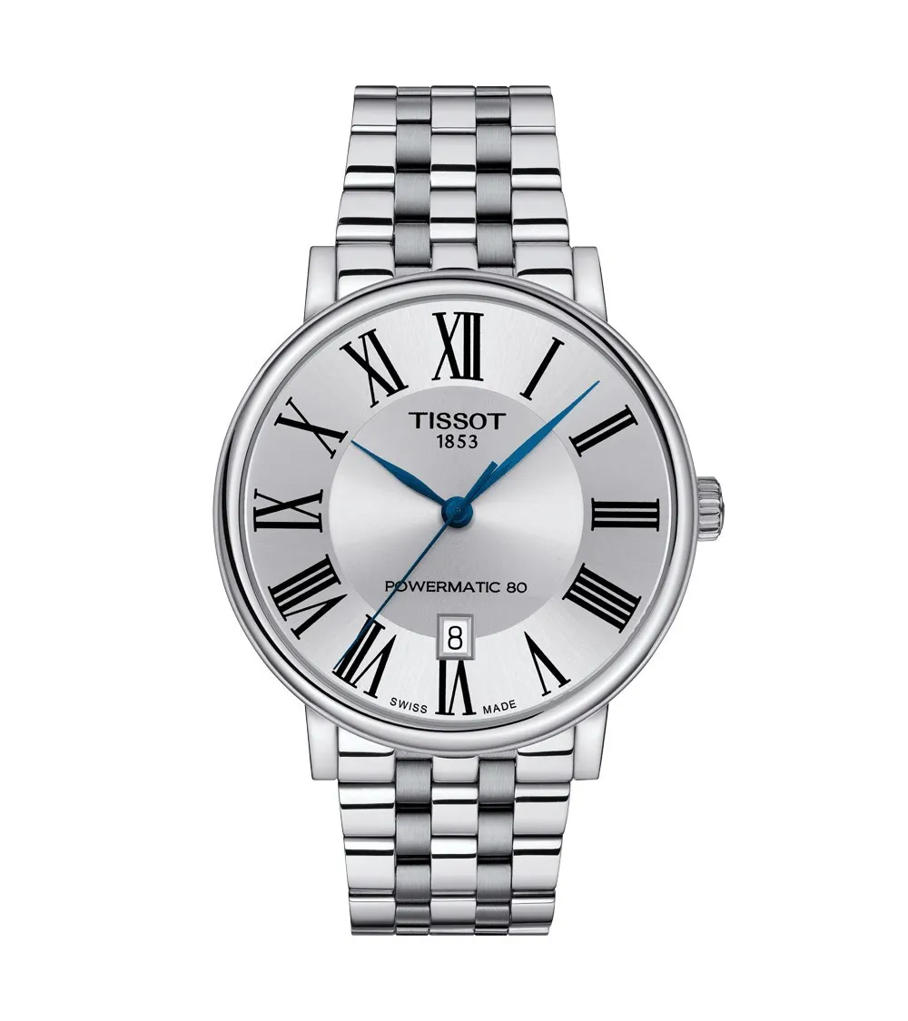 TISSOT T-CLASSIC CARSON PREMIUM POWERMATIC 80 CADRAN ARGENTÉ BRACELET ACIER  40 MM