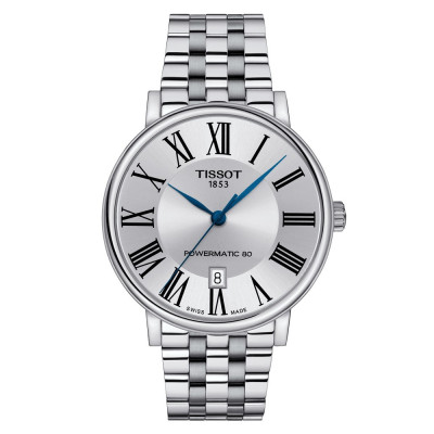 TISSOT T-CLASSIC CARSON PREMIUM POWERMATIC 80 CADRAN ARGENTÉ BRACELET ACIER  40 MM
