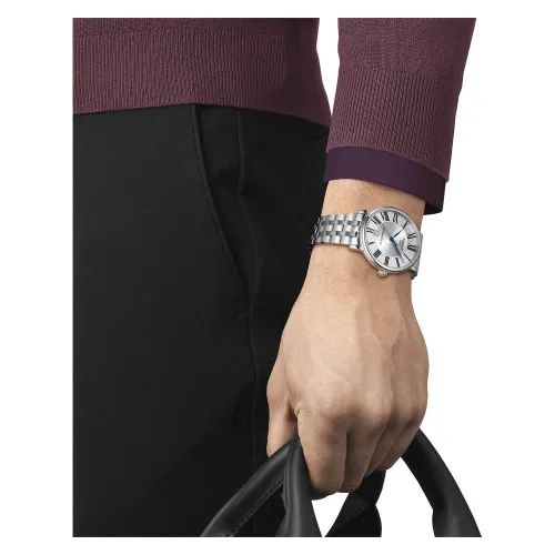 TISSOT T-CLASSIC CARSON PREMIUM POWERMATIC 80 CADRAN ARGENTÉ BRACELET ACIER  40 MM