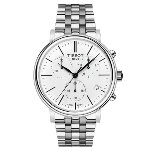 TISSOT T-CLASSIC CARSON PREMIUM CHRONOGRAPHE QUARTZ CADRAN BLC BRACELET ACIER 41 MM