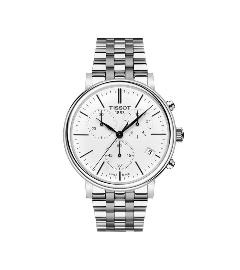 TISSOT T-CLASSIC CARSON PREMIUM CHRONOGRAPHE QUARTZ CADRAN BLC BRACELET ACIER 41 MM