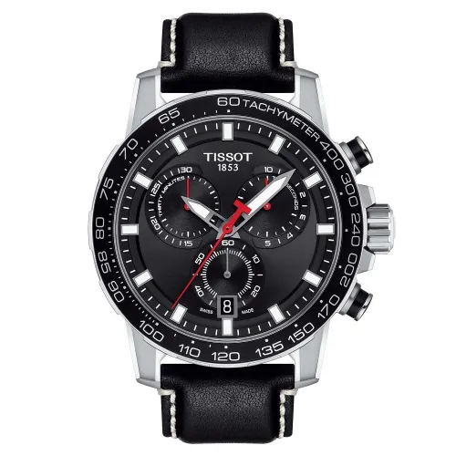 TISSOT T-SPORT SUPERSPORT CHRONO QUARTZ CADRAN NOIR BRACELET CUIR NOIR 45,5 MM