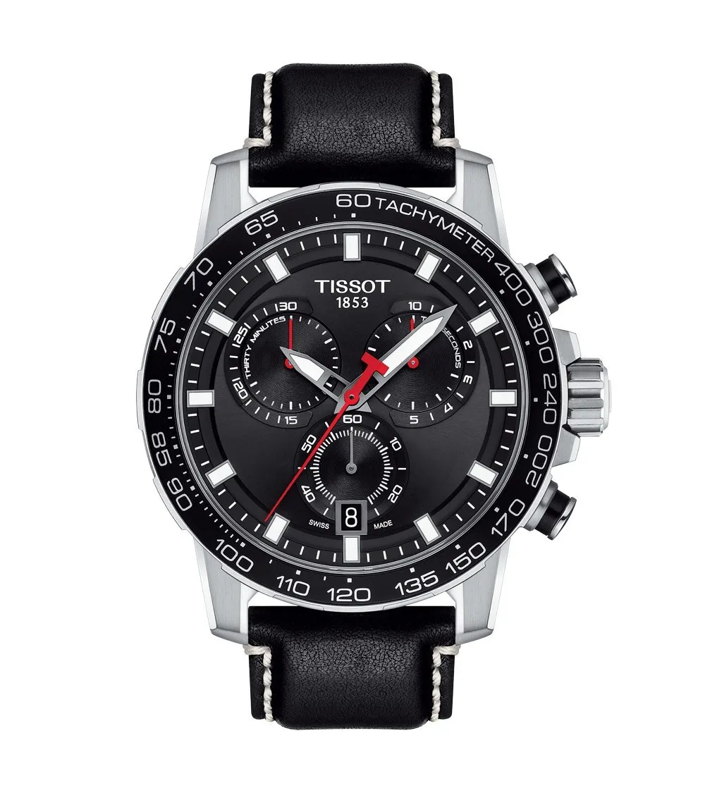 TISSOT T-SPORT SUPERSPORT CHRONO QUARTZ CADRAN NOIR BRACELET CUIR NOIR 45,5 MM
