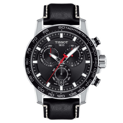 TISSOT T-SPORT SUPERSPORT CHRONO QUARTZ CADRAN NOIR BRACELET CUIR NOIR 45,5 MM