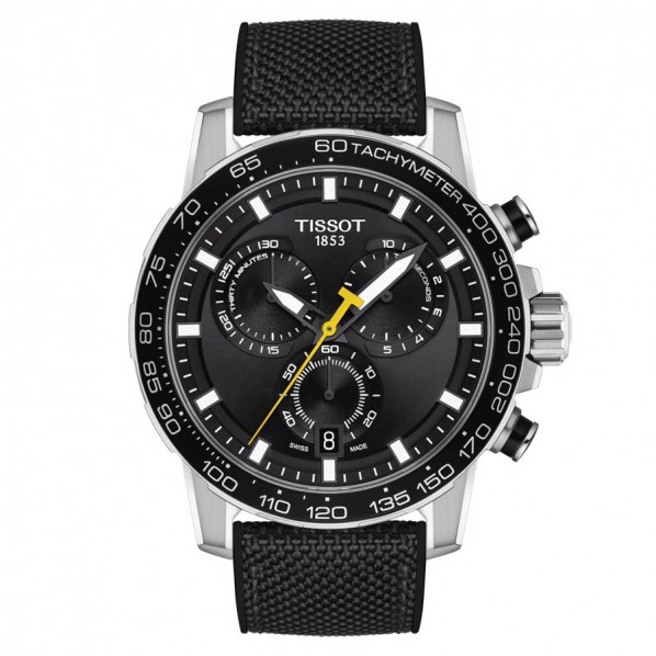 TISSOT SUPERSPORT CHRONOGRAPHE QUARTZ CADRAN BRACELET TISSU NOIR 45,5 MM