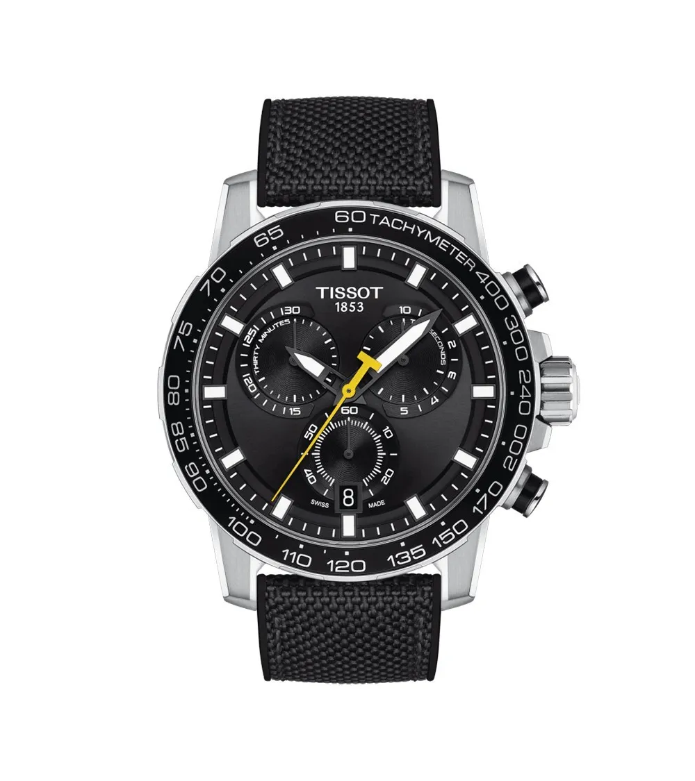 TISSOT SUPERSPORT CHRONOGRAPHE QUARTZ CADRAN BRACELET TISSU NOIR 45,5 MM