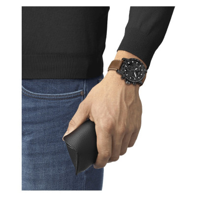 TISSOT T-SPORT SUPERSPORT CHRONOGRAPHE QUARTZ PVD NOIR BRACELET CUIR 45,5 MM